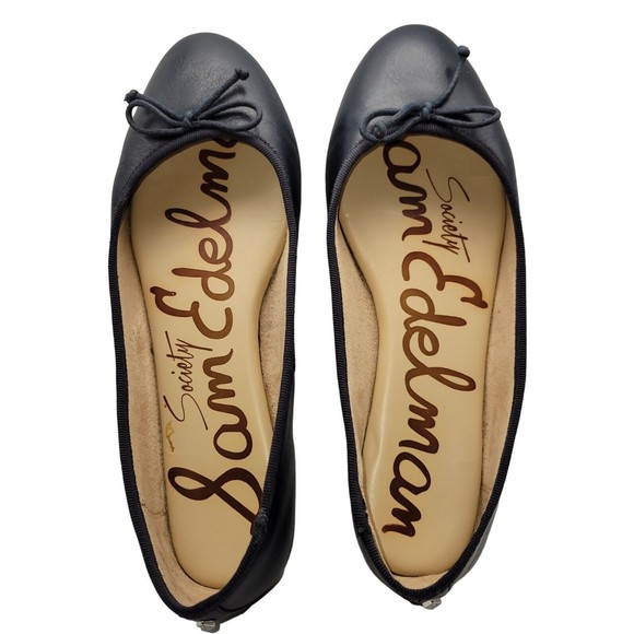 Sam Edelman Shoes - Sam Edelman 8 Womens Navy Dark Blue Round Toe Ballet Flats Leather Shoes Bow